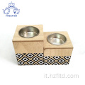 Set di 2 portacandele in legno tealight